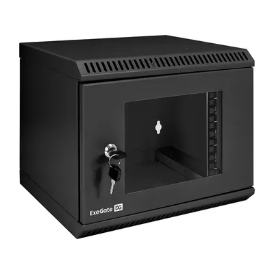 Телекоммуникационный шкаф ExeGate EC-WM-6U.310.G.BLACK, 10", 6U, 330×310×368 мм, IP23, чёрный