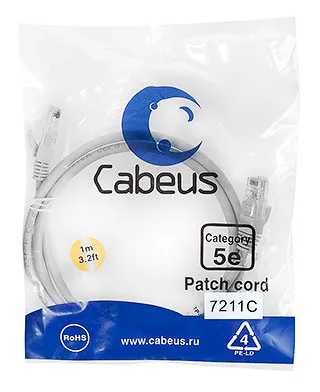 Патч-корд Cabeus PC-UTP-RJ45-Cat.5e-3m-OR, U/UTP, Cat.5e, RJ45, 3 м