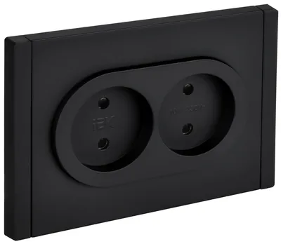 Розетка IEK FORTE&PIANO FP-R23-10-1-M-K02, 2 поста, 10 А, со шторками, чёрный