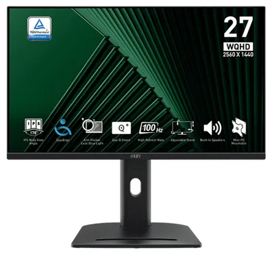 Монитор MSI PRO MP275QPG, 27", IPS, 2560×1440, 100 Гц, 2×HDMI 2.0b, DisplayPort 1.2a