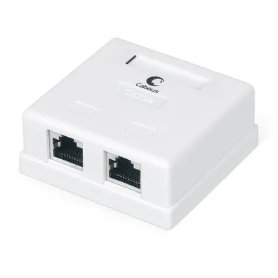 Розетка компьютерная Cabeus WS-8P8C-Cat.5e-SH-2, 2×RJ-45, кат. 5e, экранированная, накладная