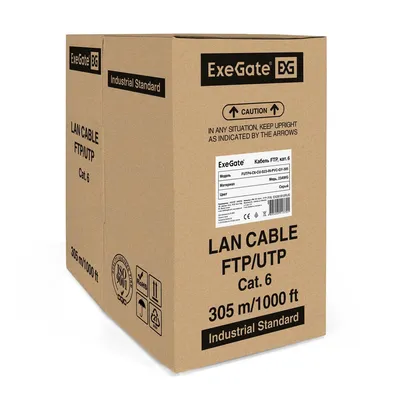 Кабель ExeGate FUTP4-C6-CU-S23-IN-PVC-GY-305, FTP кат.6, 4 пары, 305 м