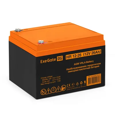 Аккумулятор ExeGate EX282973RUS, 12V 26Ah, под болт М5