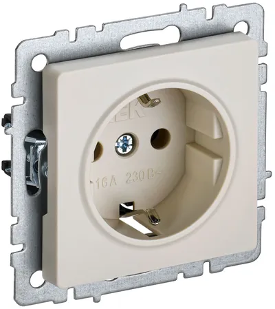 Розетка IEK BRITE BR-R14-16-K10, 1-местная, 16 А, с заземлением, бежевая