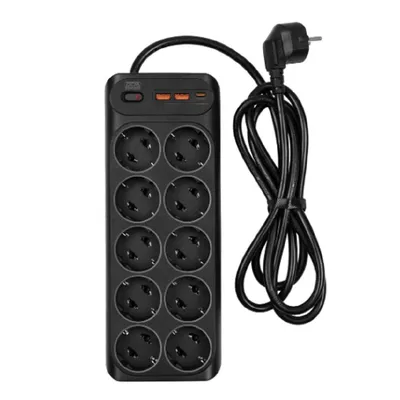 Сетевой фильтр Powercom SP-10 USB2A1CB, 1.8м, 10 розеток
