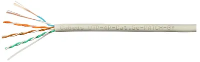 Кабель Cabeus UTP-4P-Cat.5e-PATCH-LSZH-GY, U/UTP кат.5e, 4 пары, 24 AWG, LSZH, 305 м