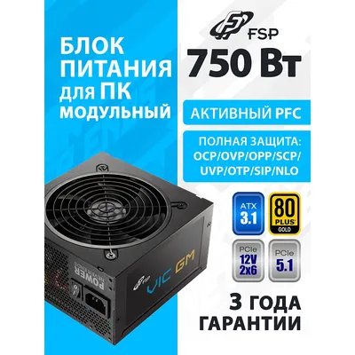 Блок питания FSP VIC-750GM ATX 750W, 80+ GOLD (PPA7508701) модульный