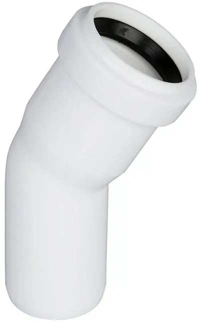 Отвод PRO AQUA STPL1005830, 50 мм, 30°, раструбный, PP, белый