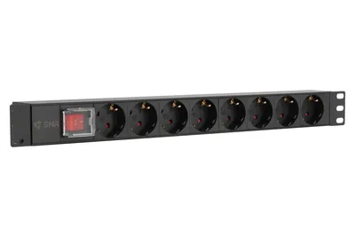 Блок розеток SNR SNR-PDU-8S-C20-0-MS16L1, 8×Schuko, IEC320 C20, 16 А, 1U