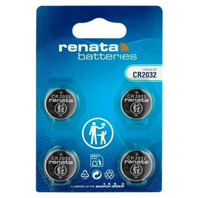 Батарейка Renata CR2032 BL4, литиевая, 3 В, типоразмер CR2032, 4 шт.