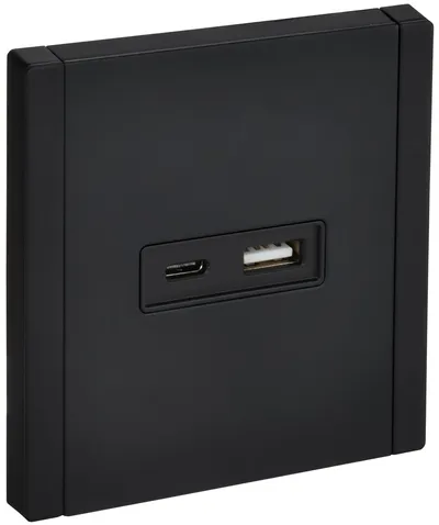 Розетка USB IEK FORTE&PIANO FP-U22-D31-M-K02, USB A+C 3,1 А, 5 В, IP20, черный