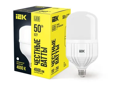 LED-лампа IEK LLE-HP-50-230-40-E27, 50 Вт, 230 В, 4000 К, E27