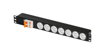 Блок розеток TLK TLK-RS07M-C25-BK, 19", 1U, 7×Schuko, автомат 2P 25 А