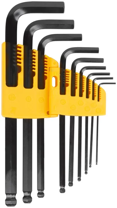 Набор шестигранных ключей Fit 64195, 1,5–10 мм, 9 шт., CrV, с шаром
