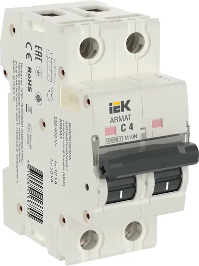 Автоматический выключатель IEK AR-M10N-2-C004, 2P, C, 4 А, 10 кА