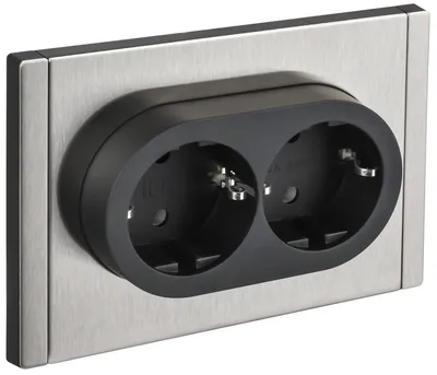 Розетка IEK FORTE&PIANO FP724M, 2-местная, с заземлением, 16 А, никель