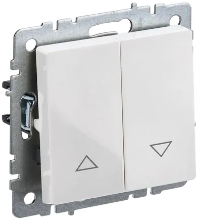 Выключатель для жалюзи IEK BRITE BR-V15-0-10-K01, 10 А, 220 В, 2 клавиши, белый