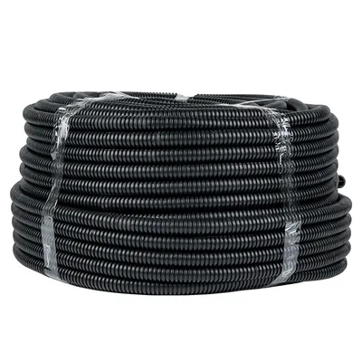 Труба гофрированная EKF tpnd-25n Plast, ПНД, d 25 мм, с зондом, чёрная, бухта 75 м