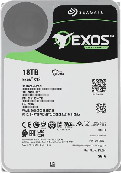 Жесткий диск Seagate ST18000NM000J, 18ТБ, SATA III, 3.5"