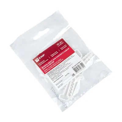 Дюбель-хомут EKF PROxima plc-cd-6x14w-r, для плоского кабеля, 6х14 мм, белый, 10 шт