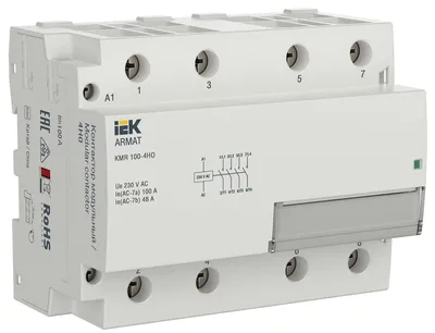 Контактор модульный IEK ARMAT KMR, 100 А, 230 В AC, 4НО, 6 модулей