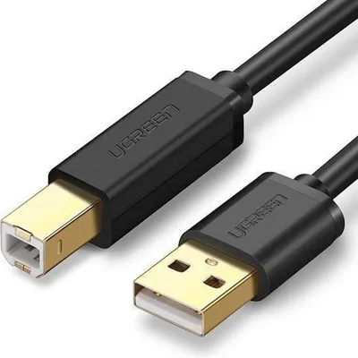 Кабель USB UGREEN US135-10352, USB 2.0, A–B, 3 м, чёрный