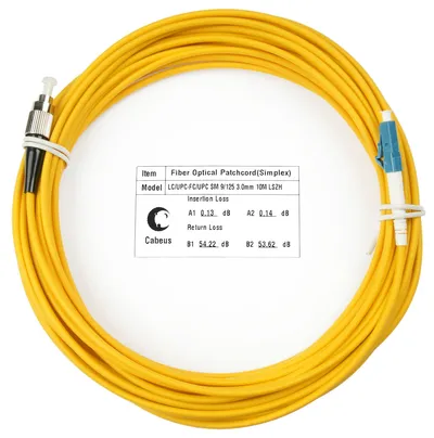 Патч-корд оптический Cabeus FOP(s)-9-LC-FC-15m, simplex LC-FC, OS2 9/125, LSZH, 15 м