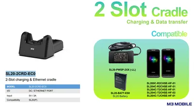Кредл M3 Mobile SL20-2CRD-EC0, двухслотовый, зарядка + Ethernet