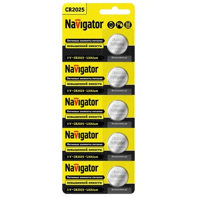 Элемент питания литиевый CR2025 94 764 NBT-CR2025-BP5 (блист.5шт) Navigator 94764
