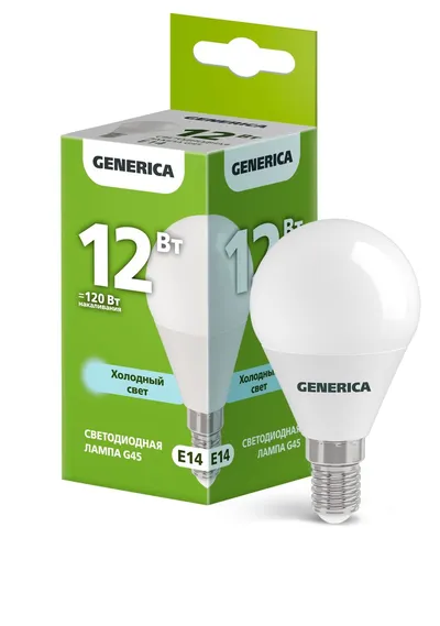 Лампа светодиодная IEK LL-G45-12-230-65-E14-G, G45, 12 Вт, 6500К, E14