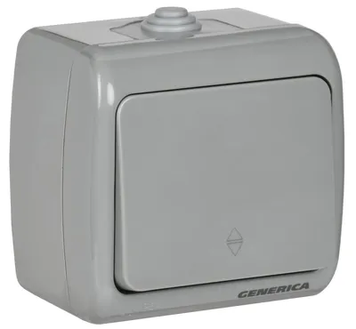Выключатель IEK EVA12-K03-10-54, проходной, 1-клавишный, 10 А, IP54, серый