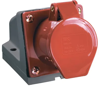 Розетка CEE IEK PSR12-032-4, 3P+E, 32 А, 380 В, IP44, красная