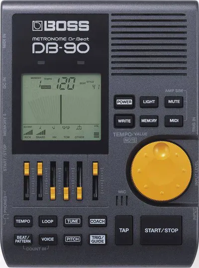 Метроном Boss DB-90 Dr. Beat, 30–250 уд/мин, 30 рисунков, MIDI in