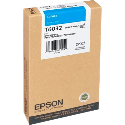 Картридж Epson T6032 C13T603200, голубой, 220 мл