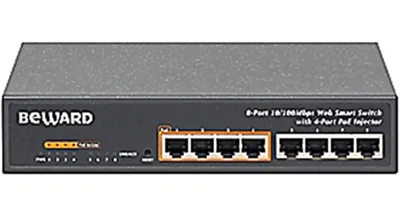 Коммутатор Beward STW-8P4, 8×10/100, 4×PoE (55W), управляемый