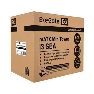 Корпус ExeGate EX298221RUS, Minitower, mATX, без БП, RGB, стекло