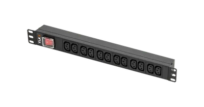 Блок розеток TLK TLK-RSA12-MTF-01-BK, 19", 12xC13, 10А, без кабеля, черный