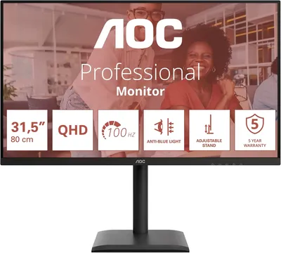 Монитор AOC Q32E4U, 31.5" IPS QHD 2560x1440, 100 Гц, HDMI/DP, USB-хаб