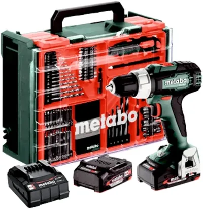 Дрель-шуруповёрт Metabo BS 18 L / Mobile Workshop, 18 В, 2x2 А·ч, патрон 1.5–13 мм, кейс