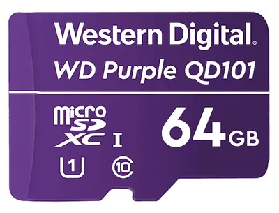 Карта памяти microSDXC WD Purple SC QD101 Ultra Endurance 64 ГБ, Class 10, UHS-1