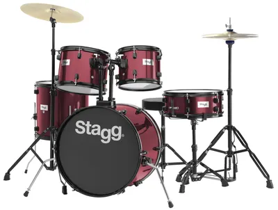 Барабанная установка STAGG TIM120B WR, акустическая, 5 барабанов, красная