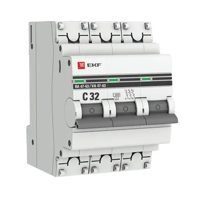 Выключатель автоматический EKF mcb4729-3-32C, 32А, 3П, хар-ка C, 4.5кА, AC