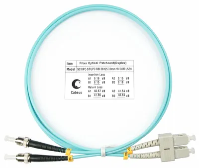 Патч-корд оптический Cabeus FOP-50-SC-ST-1m, многомодовый OM, SC/ST, 1м