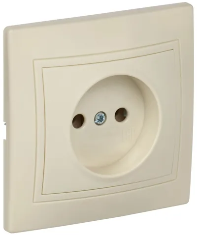Розетка IEK ERK13-K33-10-DM, 1-местная, 10А, IP20, без заземления, кремовый
