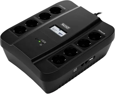 ИБП Powercom SPD750EU, линейно-интерактивный, 750 ВА / 450 Вт, 8×Schuko, USB, LCD