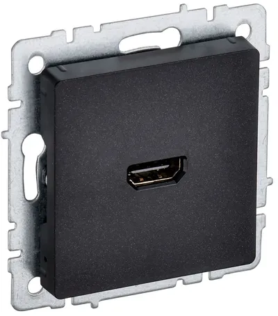 Розетка HDMI IEK BRITE РHDMI-0-БрЧ (BR-H10-K02), 1 пост, скрытый монтаж, чёрный
