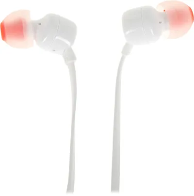 Наушники JBL JBLT110WHT, проводные, внутриканальные, 1.2м, белый