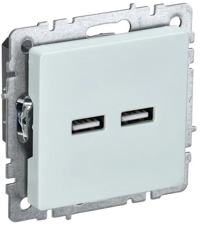 Розетка USB IEK BRITE BR-U21-D31-K36, A+A, 5В 3,1А, жемчуг