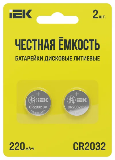 Батарейка IEK Optima CR2032, литиевая, 3 В, 2 шт.