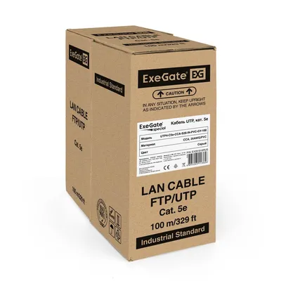 Кабель ExeGate EX281818RUS UTP 4 пары Cat.5e, CCA 26AWG, 100 м, ПВХ, серый